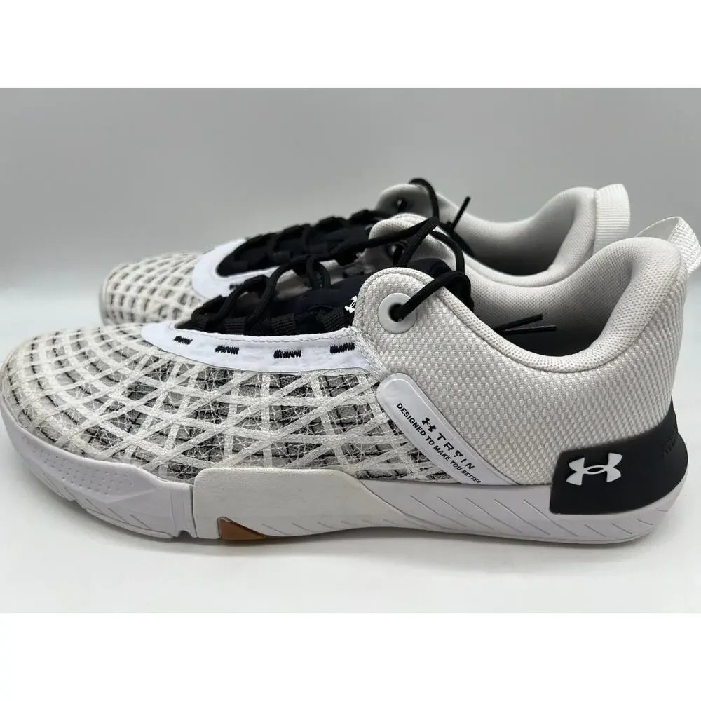 Under Armour TriBase Reign 5 Training Shoes White Black Size 12 NEW